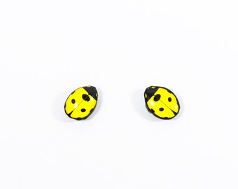 Ladybird earrings, Stud earrings, Yellow ladybird, Little ladybug stud, Ladybug, Insect, Bug, Yellow bug, Yellow earrings, Yellow jewelry