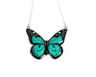 Greenish blue Butterfly Necklace, Unique Necklace for Any Special Occasion,Perfect Gift for Her, Butterfly Lover gift Nature Enthusiast