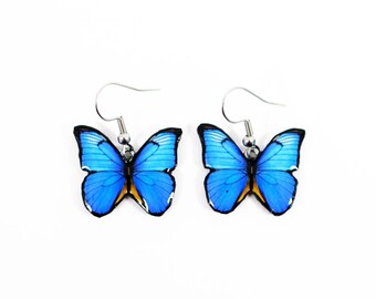 Bold Blue Butterfly Earrings - Daring Statement Jewelry, Unique Gift for Her, Embrace Your Boldness with Trendy Nature-Inspired Earrings