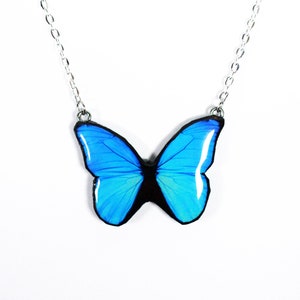 Mooie blauwe morpho-vlinderketting, perfect cadeau, elegante damessieraden, attent verjaardagscadeau, charmante Moederdagverrassing
