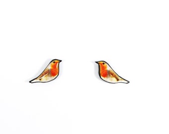 Robin bird Stud Earrings - Nature-Inspired, Whimsical Orange and Brown Earrings, Perfect for Casual & Semi-Formal Outfits, Unique Gift