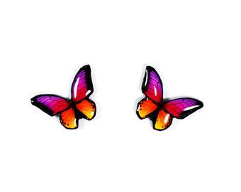 Vibrant Handmade Butterfly Stud Earrings - Boho Chic Jewelry, Colorful Butterfly Earrings, Unique Gifts for Her, Festival Accessories