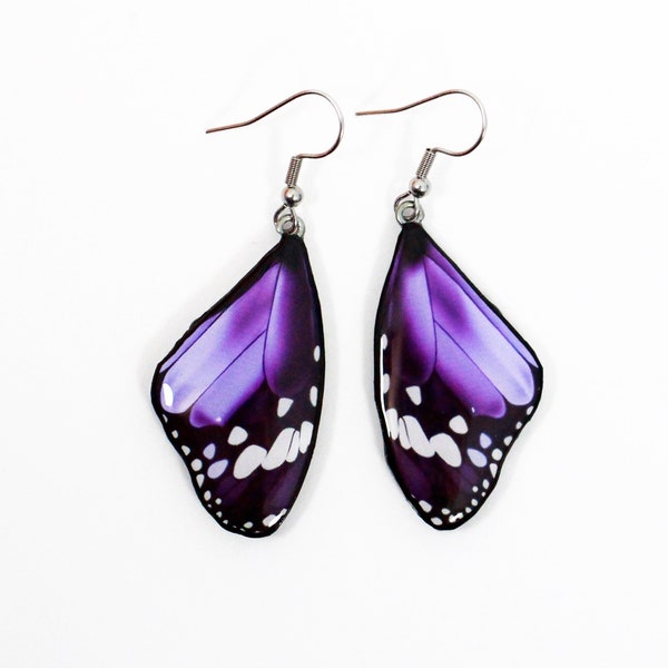 Purple butterfly wing earrings, Butterfly jewelry, Large earrings, Violet butterfly, Violet lover gift