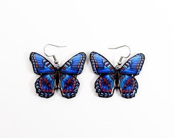Vivid Blue Butterfly Dangle Earrings - Eye-Catching Nature-Inspired Jewelry - Perfect Statement Accessory for Any Occasion