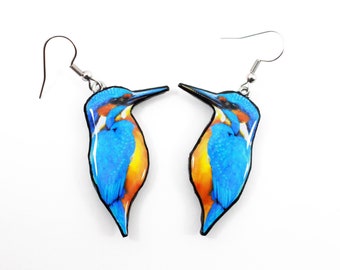 Handmade Kingfisher Dangle Earrings – Nature Blue Jewelry