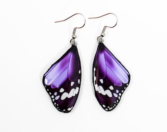 Purple butterfly wing earrings, Butterfly jewelry, Large earrings, Violet butterfly, Violet lover gift