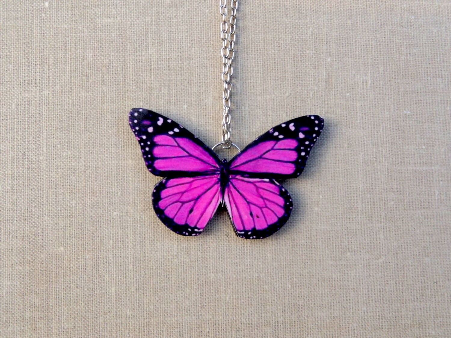 Purple Monarch Butterfly Necklace Purple necklace Butterfly Etsy