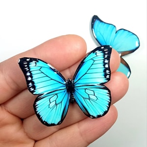 Blue Morpho Butterfly Hair Clip – Realistic Resin Butterfly, Fairycore Hair Accessory, Wedding or Festival, Handmade Nature Jewelry