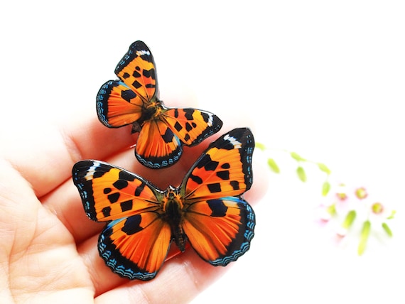 Orange Butterfly Brooch - Vibrant Nature-Inspired Pin, Boho Statement Accessory, Unique Artistic Jewelry, Perfect Gift for Her