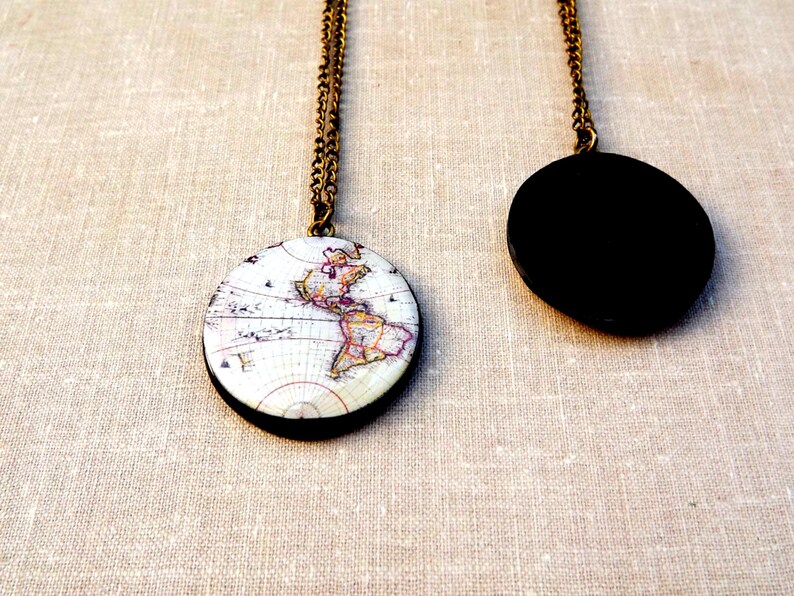 Map Necklace World Map Necklace Map Pendant Travel the Etsy