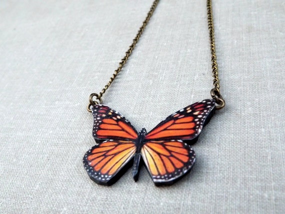 Orange shop butterfly necklace