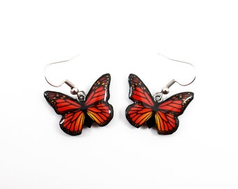 Monarch Butterfly earrings, Butterfly Jewelry, Butterfly wing earrings, Wing jewelry, Summer jewelry, Fashion, Butterfly, Earrings