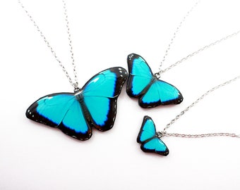 Blue butterfly necklace, Spring jewelry, Butterfly necklace, Butterfly jewelry, Insect jewelry, Christmas gift