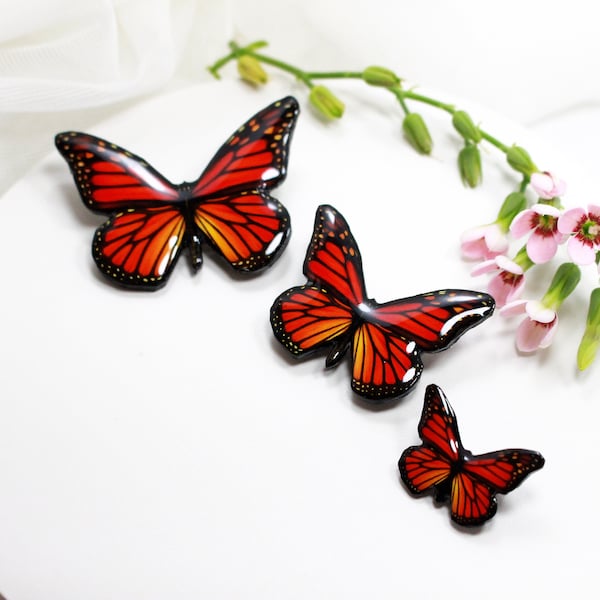 Broche papillon monarque, monarque, broche, petite broche, bijoux papillon, broche aile de papillon, cadeau de Noël, bijoux insectes, insecte