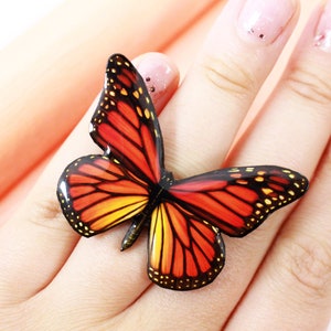 Monarch butterfly ring, Butterfly Jewelry, Butterfly wing ring, Spring jewelry, Insect jewelry, Butterfly ring,