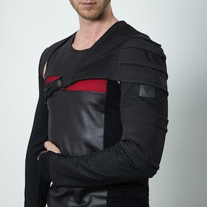 Cyberpunk sleeve with pocket, harness with one black sleeve, LARP clothes, cosplay clothing -  AS men