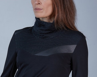 Black futuristic sweater, techwear clothing, alternative fashion - PR women
