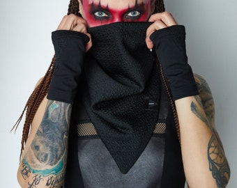Black cowboy scarf, face cover infinity scarf techwear  - SC2 Q10