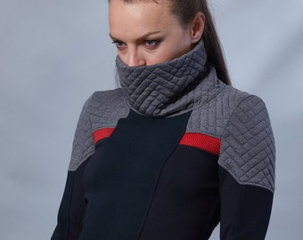 Cyberpunk sweater gray honeycomb pullover - HS-8 women