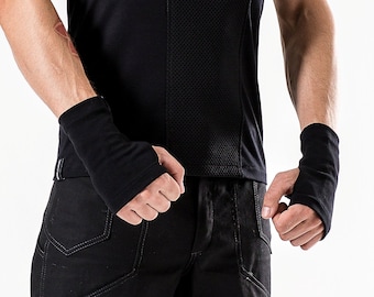 Black fingerless mitten, arm warmers  - WRW black