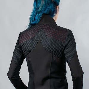 Veste cyberpunk, simili cuir, nid d'abeille - 388 femme