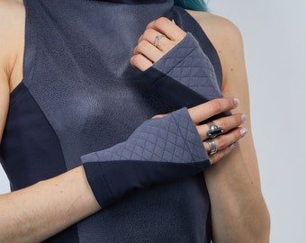 Gray arm warmers, minimalist fingerless gloves - WRW2 gray