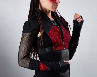 Red cyberpunk armor futuristic vest holster - 488 women