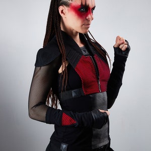 Red cyberpunk armor futuristic vest holster - 488 women