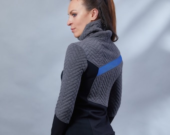 Gray asymmetrical sweater with high neck - LL-8 women