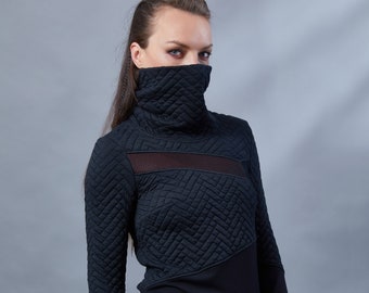 Women's asymmetrical sweater with high neck - LL women