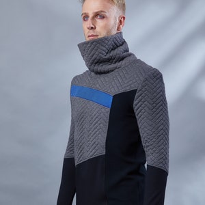 Techwear sweater with high collar, thumbholes - LL-8 men