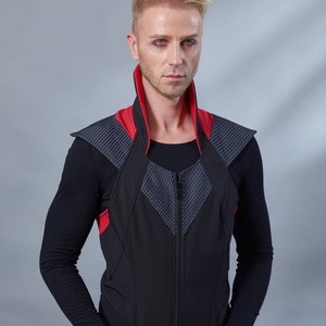 Black futuristic vest, avant garde, sci fi - OD-L men