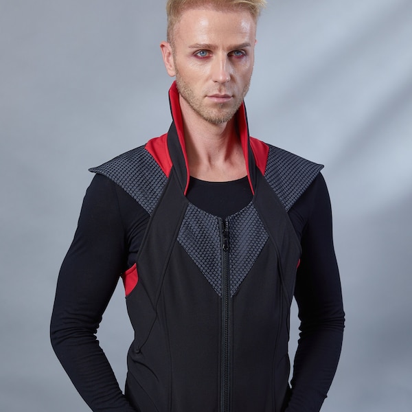 Black futuristic vest, avant garde, cyberpunk clothing cyber vest sci fi - OD-L men