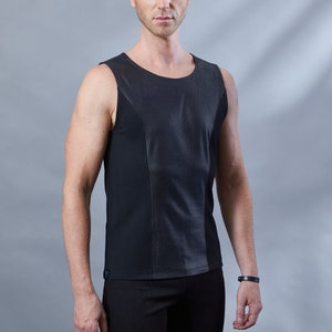 Camisa preta sem mangas, couro sintético, roupa gótica - ST-L-9 masculino