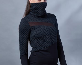 Women's asymmetrical sweater with high neck techwear clothing - LL women