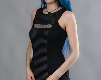 Black cyberpunk shirt, techwear clothing women's tank top - RA2 Q2