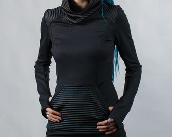 Cyberpunk sweater black sci-fi clothing  - 868P women