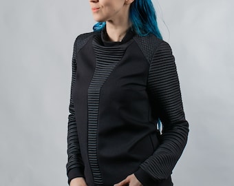 Cyberpunk sweater in black, relaxed waist - SP women