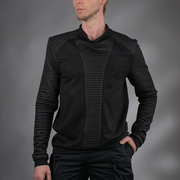 Cyberpunk men's sweater, futuristic clothing - SP men