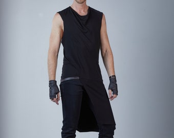 Asymmetric sleeveless shirt in black - ERL men