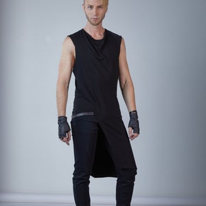 Asymmetric sleeveless shirt in black - ERL men