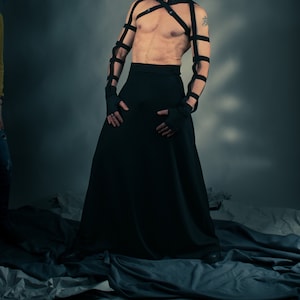 Black men's maxi skirt, long men skirt, avant garde clothing - SK-L men