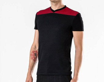 Cyberpunk shirt cyberpunk clothing futuristic alien shirt sci-fi clothing cool t-shirt mens t shirt geek shirt black shirt v-neck leather D2