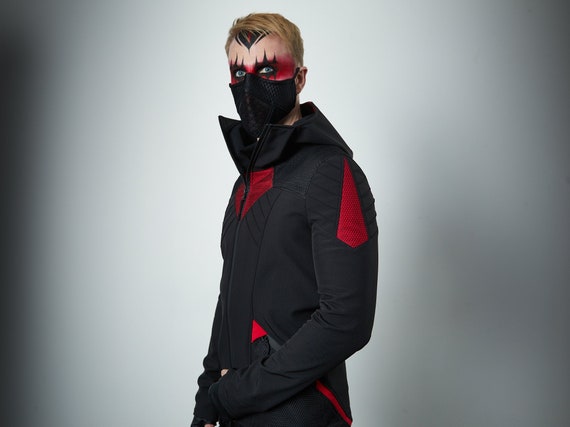 Cyberpunk jacket, softshell, with good, techwear clothing sci-fi - SIX men