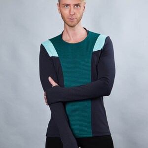 Green cyberpunk sweater thumbhole sleeves cyberpunk clothing emerald green pullover CC1-5 men image 3