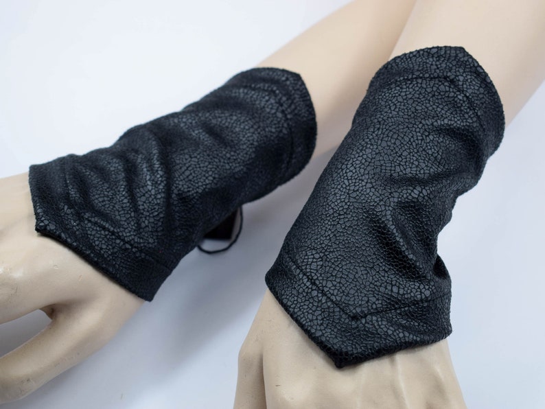 Leather Wrist Cuffs Medieval Gray Gauntlets Eco Leather Etsy UK