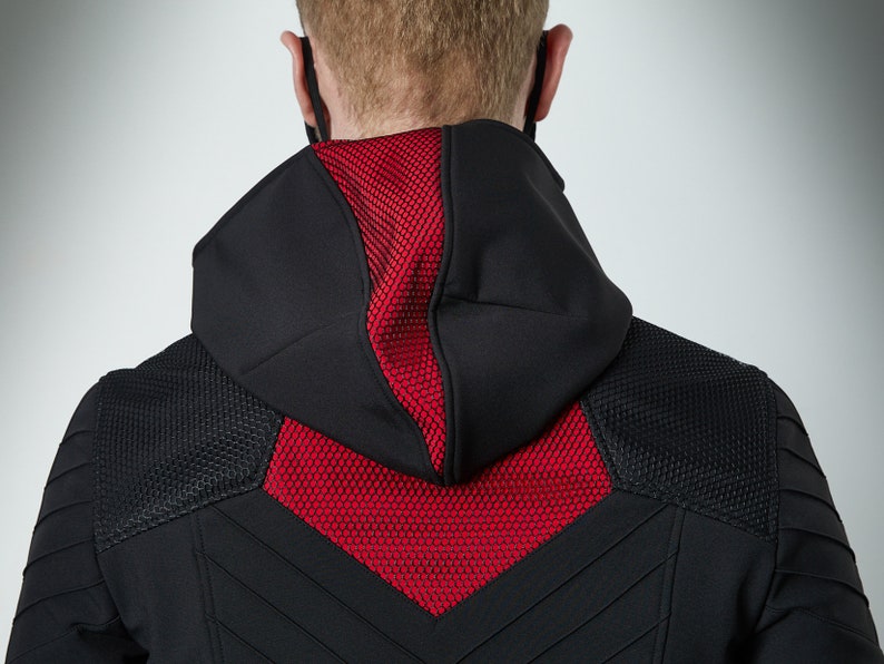 Cyberpunk jacket, softshell, with good, techwear clothing sci-fi - SIX men image 7