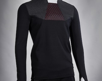 Zwarte futuristische trui, cyberpunk kleding, avant-garde shirt - ILM heren