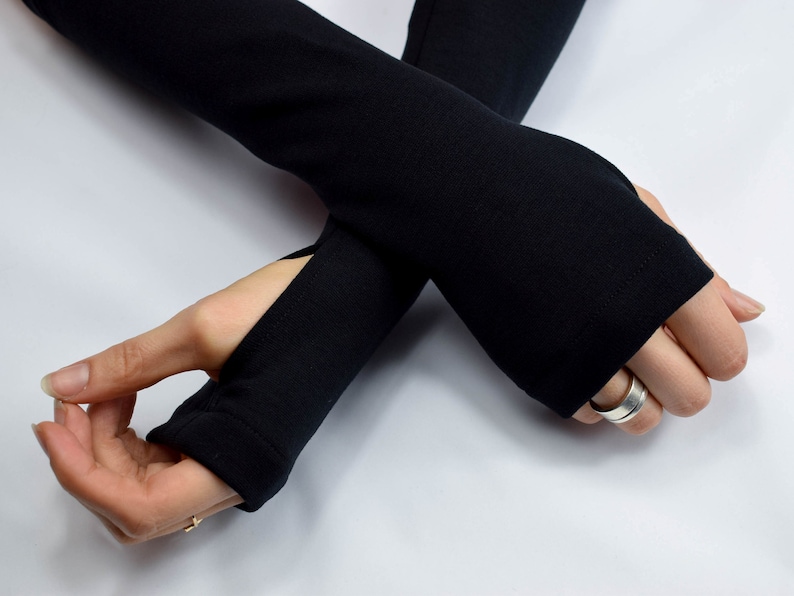 Manguitos, guantes negros sin puntas de los dedos ARW imagen 8