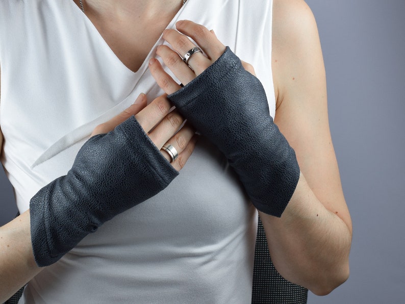 Red Leather Fingerless Gloves Typing Arm Warmers 4WRW Etsy